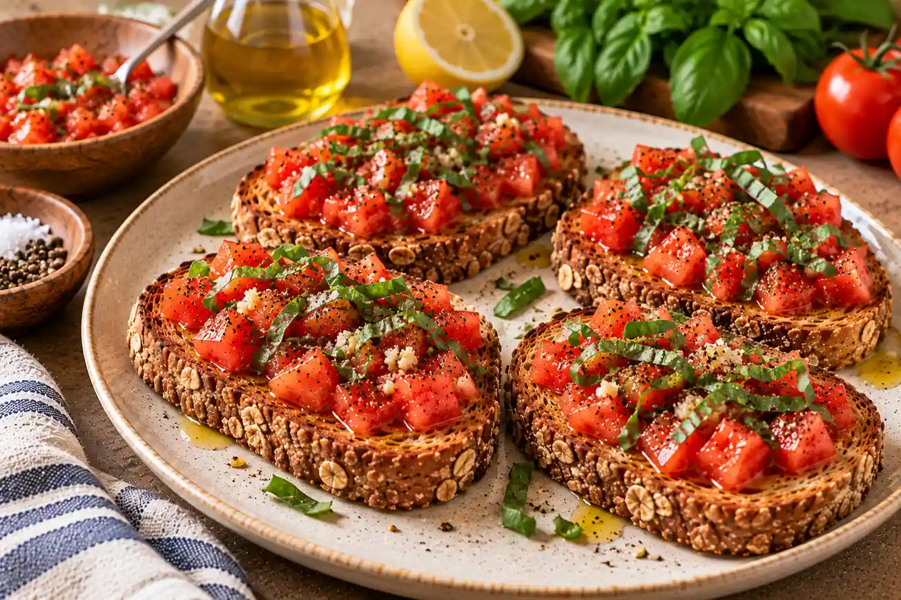 Olive Oil, Tomato and Herb Whole-Grain Toast