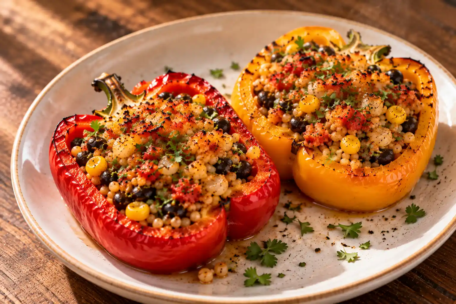 Stuffed Bell Peppers with Brown Rice and Vegetables