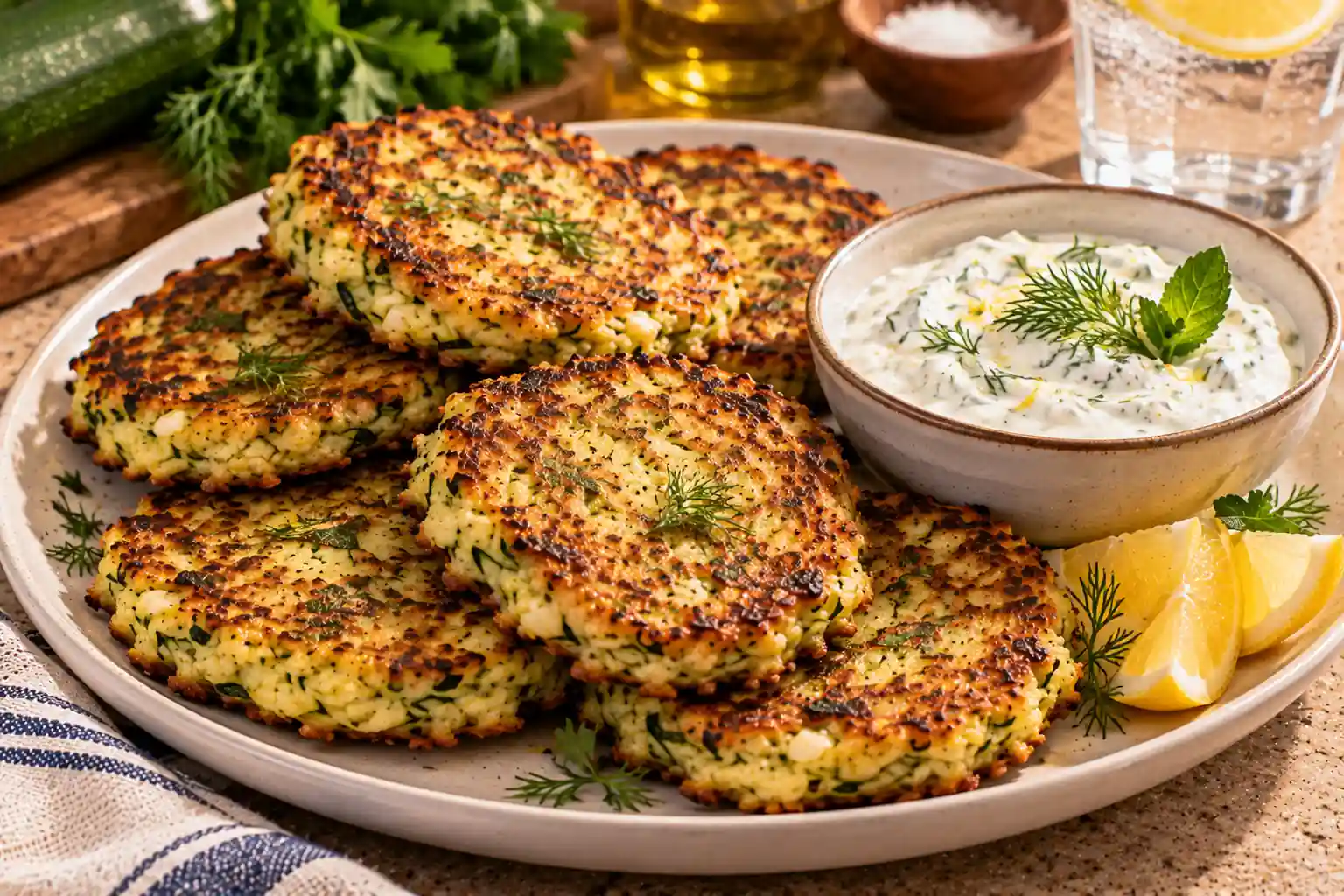 Zucchini Fritters with Garlic Yogurt