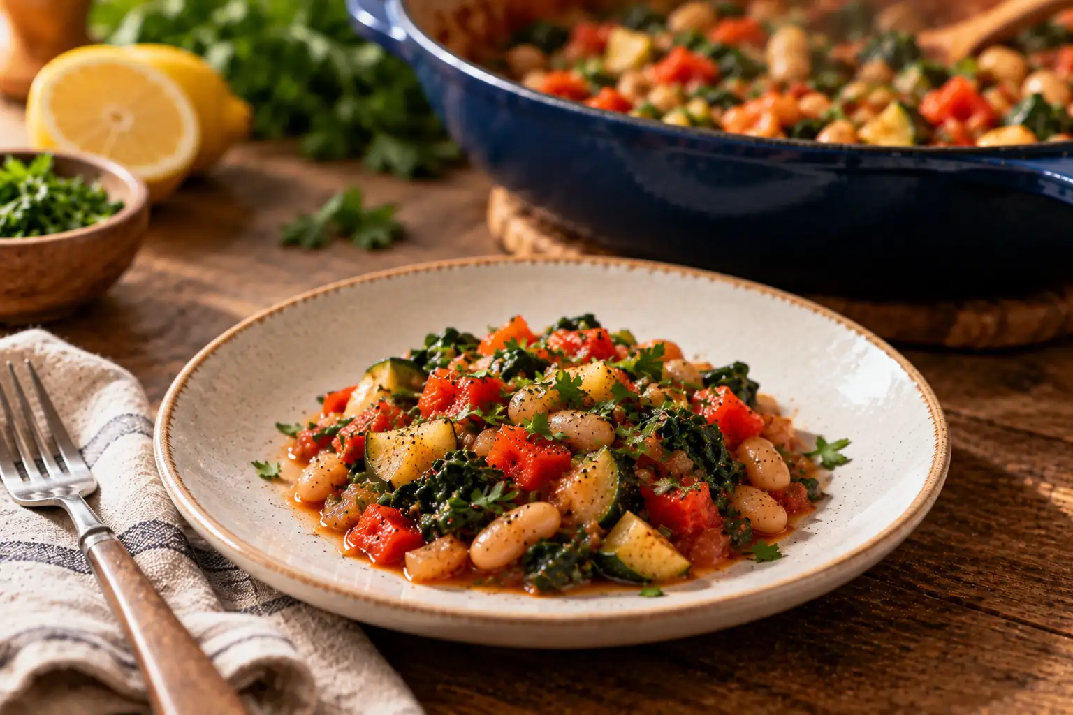 Rustic Vegetable and Bean Skillet