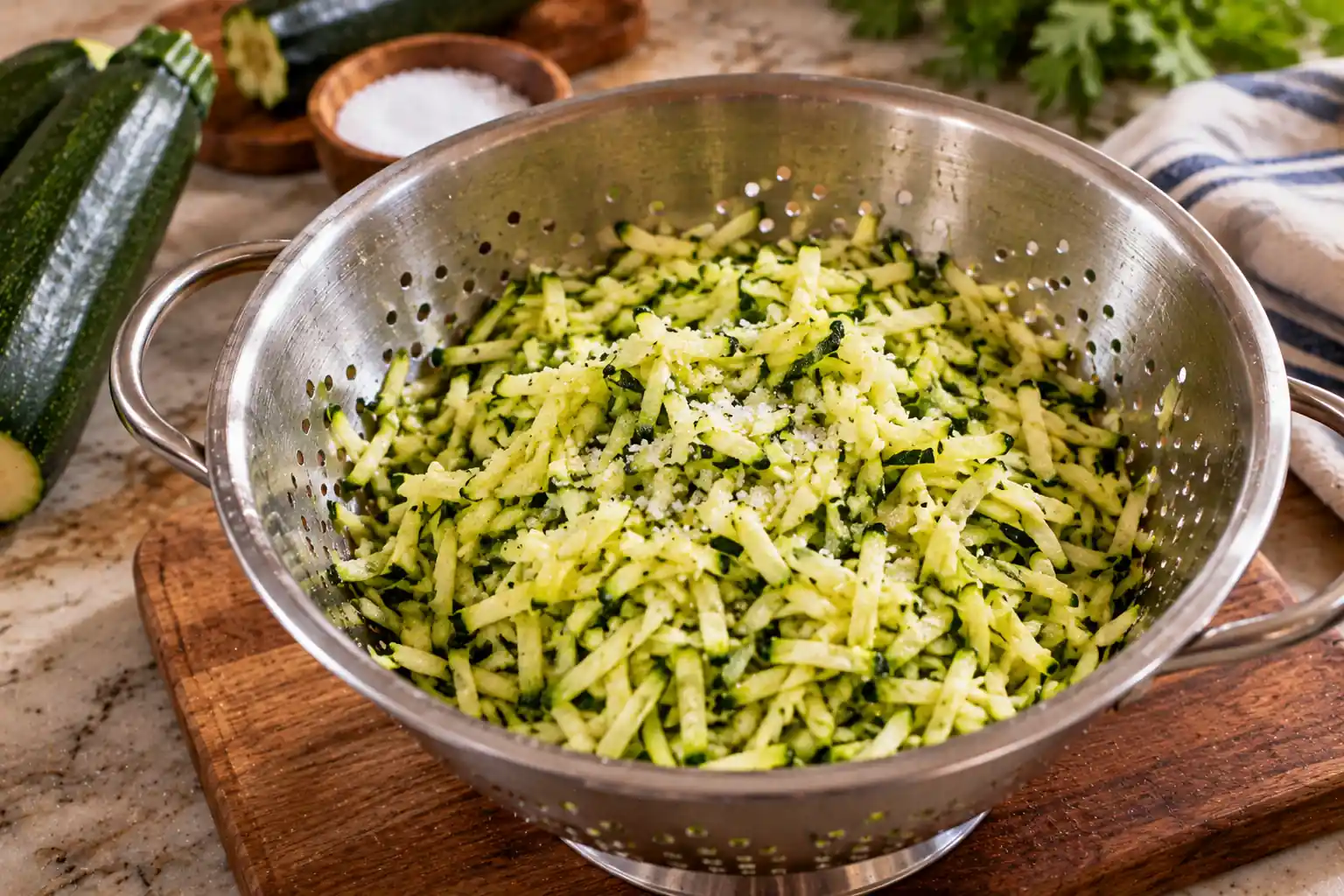Step 1 of Zucchini Fritters with Garlic Yogurt