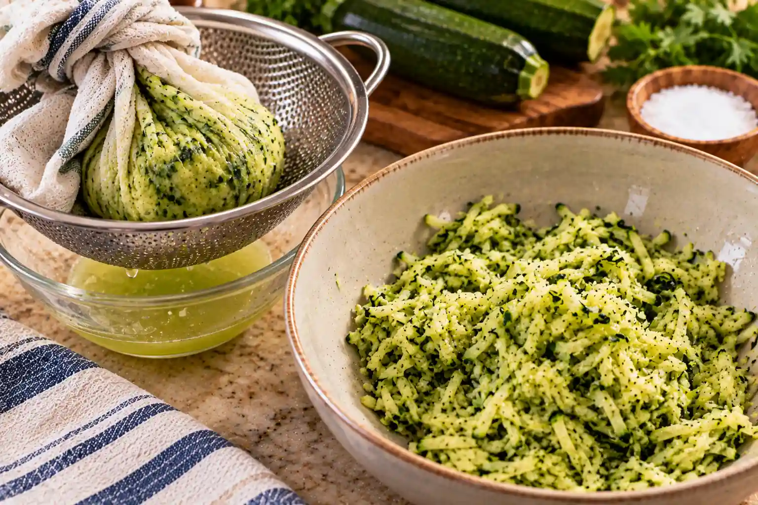 Step 2 of Zucchini Fritters with Garlic Yogurt