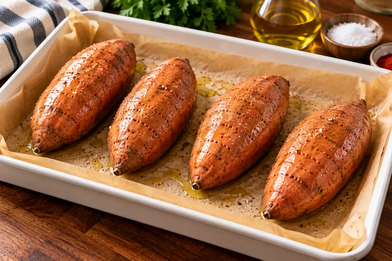 Step 2 of Baked Sweet Potatoes with Herbed Yogurt and Chickpeas