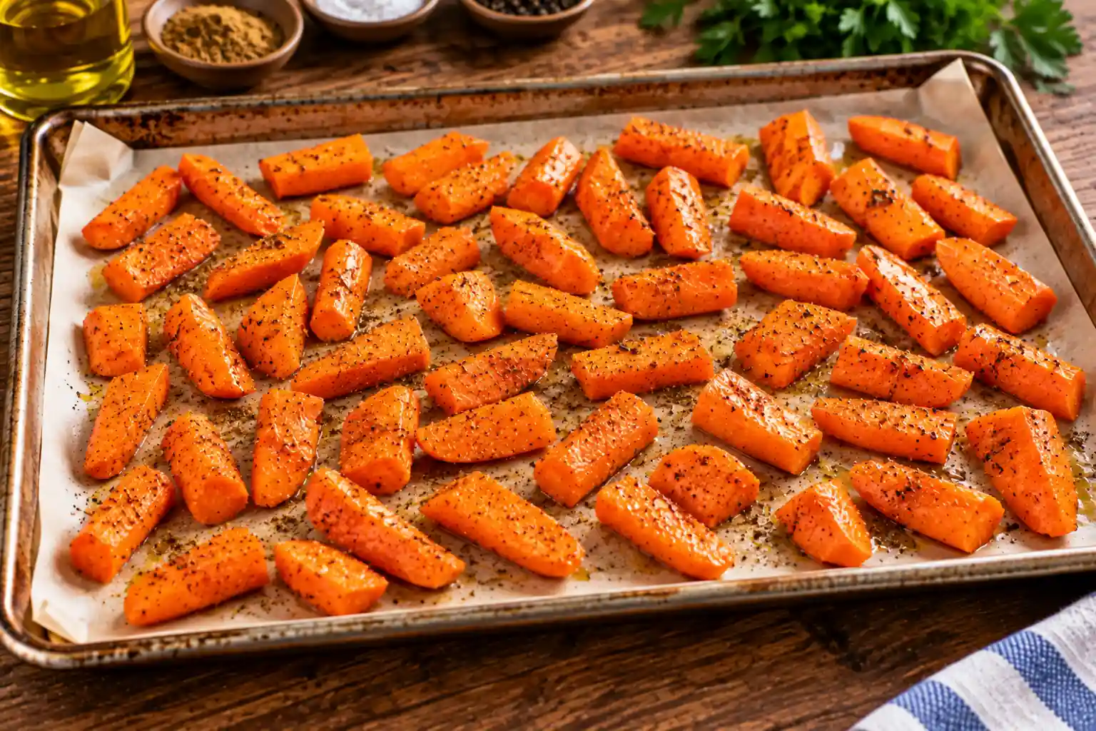 Step 2 of Warm Farro Salad with Roasted Carrots and Walnuts