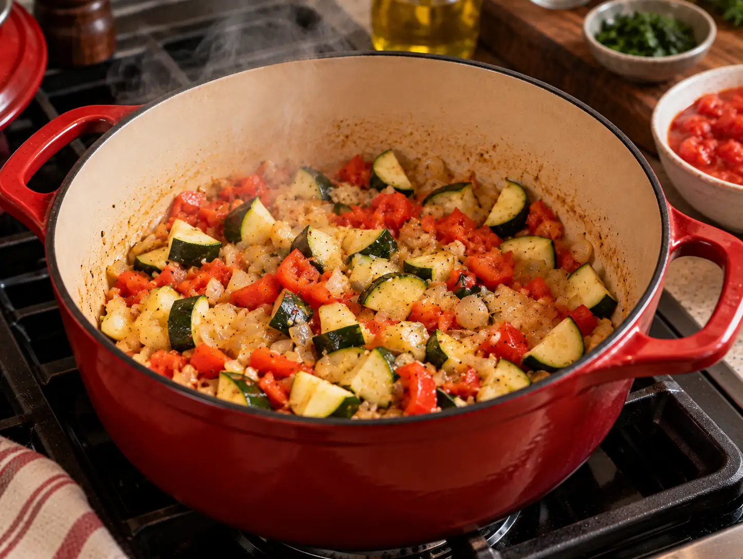 Step 2 of Chickpea, Tomato and Vegetable Stew