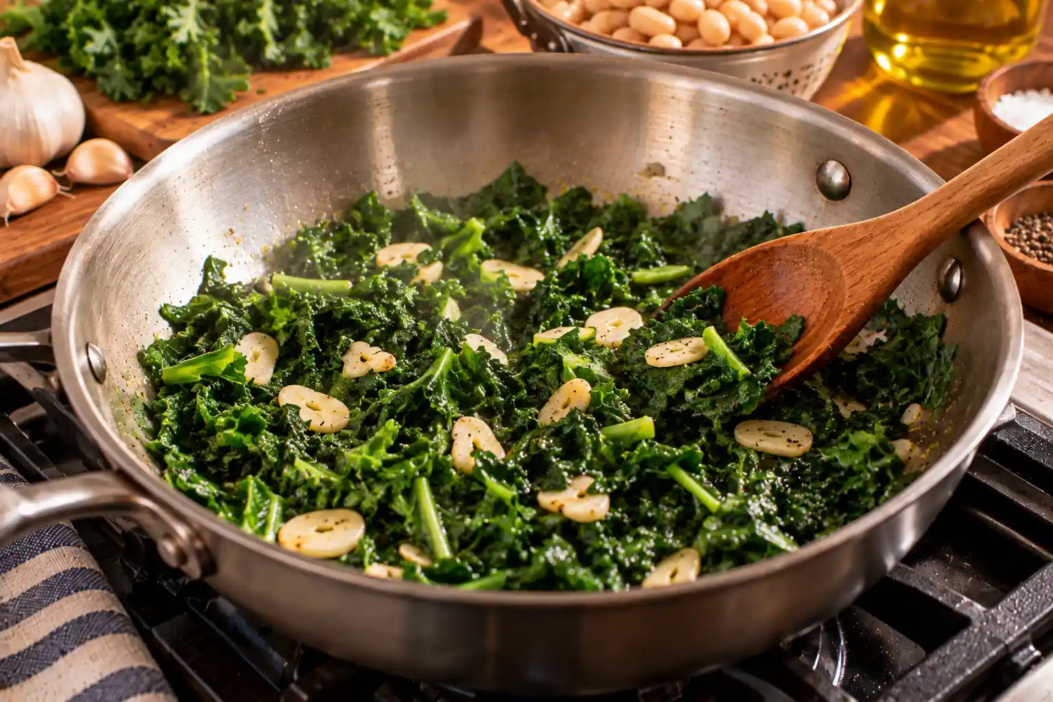 Step 2 of White Beans with Garlic and Greens