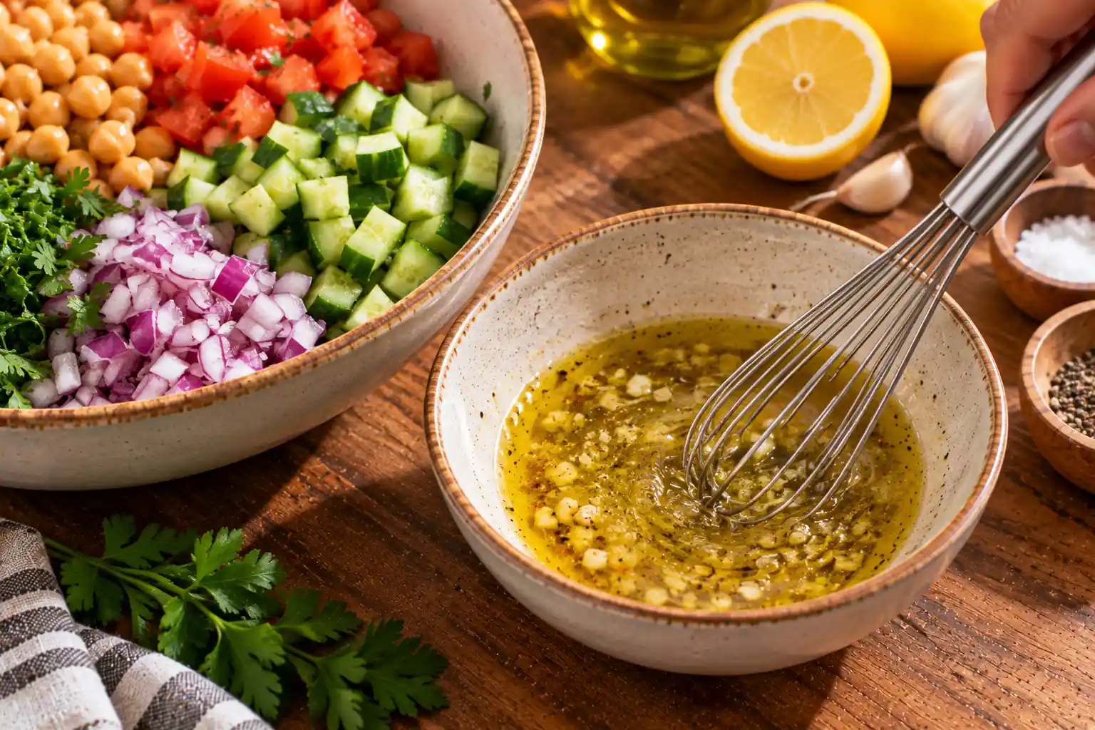 Step 2 of Chickpea, Cucumber and Tomato Salad