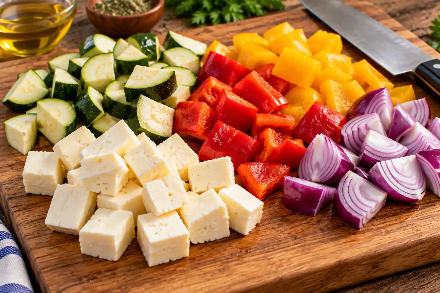 Step 2 of Grilled Vegetable and Halloumi Skewers