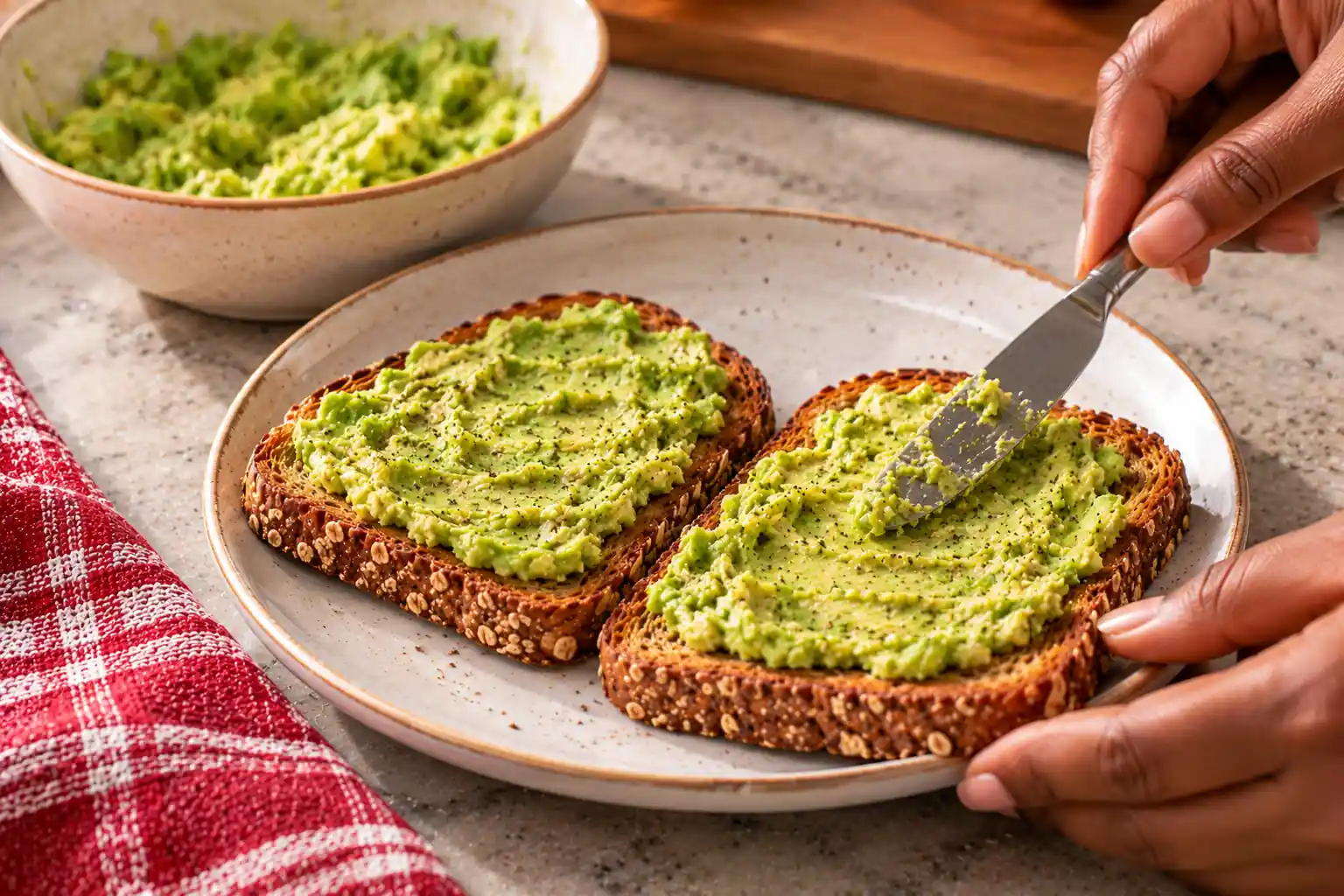 Step 3 of Whole-Grain Toast with Avocado and Tomatoes