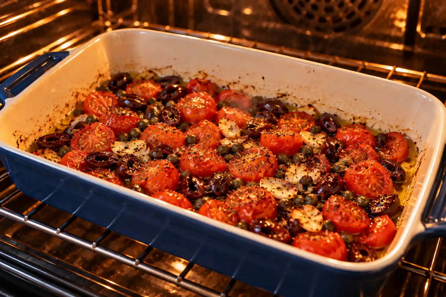 Step 3 of Mediterranean Baked Cod with Tomatoes, Olives and Capers