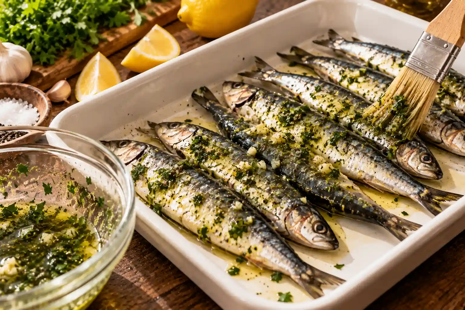 Step 3 of Grilled Sardines with Lemon and Fresh Herbs
