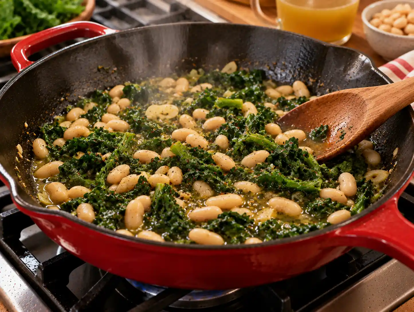 Step 3 of Garlic Sautéed Greens with White Beans