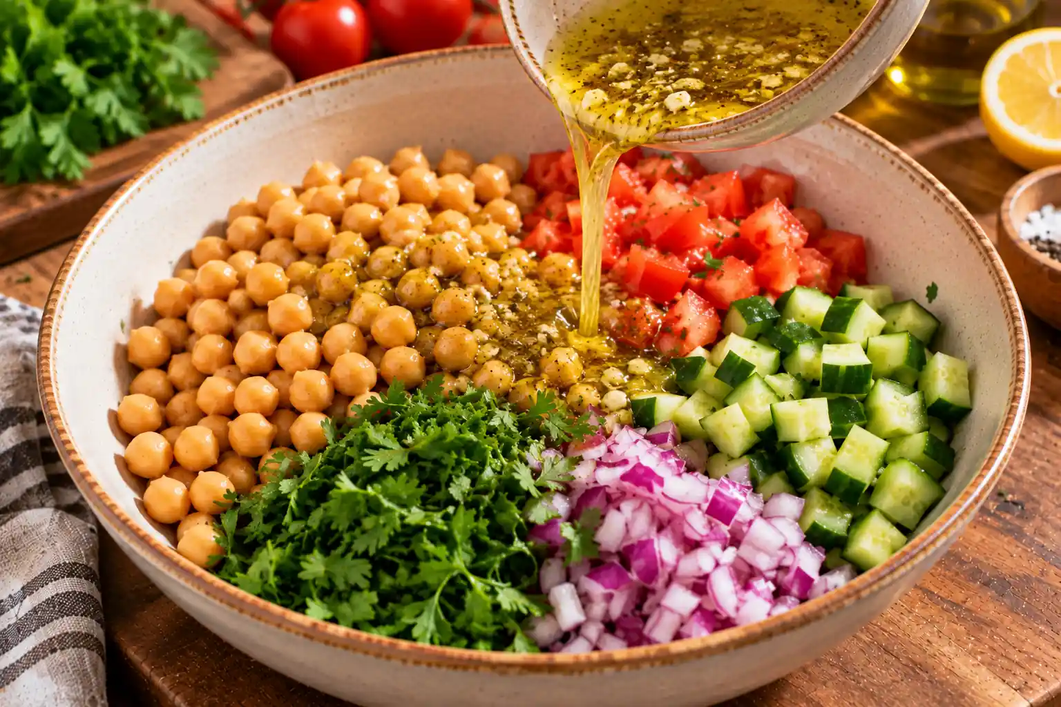 Step 3 of Chickpea, Cucumber and Tomato Salad