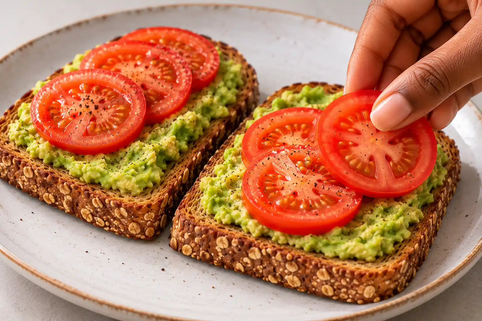 Step 4 of Whole-Grain Toast with Avocado and Tomatoes