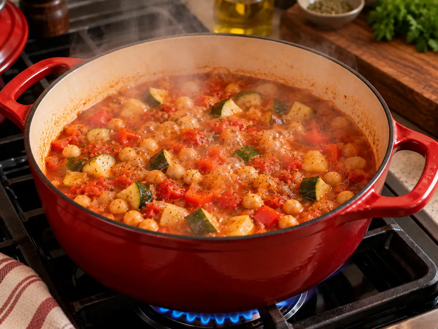 Step 4 of Chickpea, Tomato and Vegetable Stew