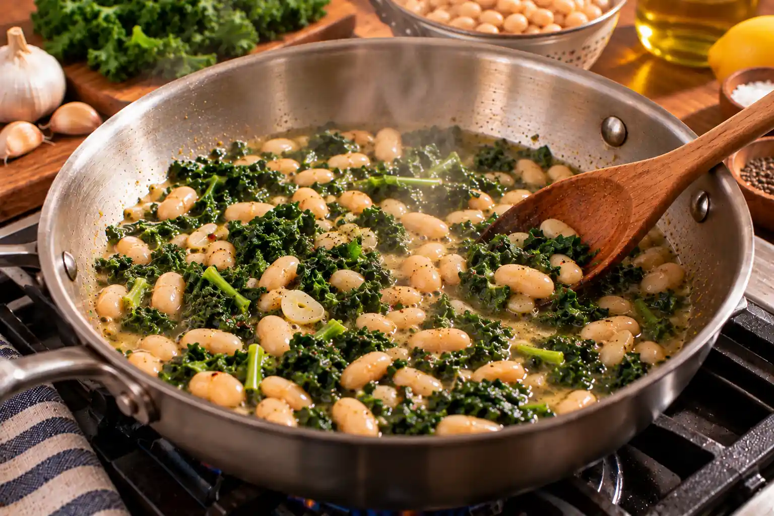 Step 4 of White Beans with Garlic and Greens