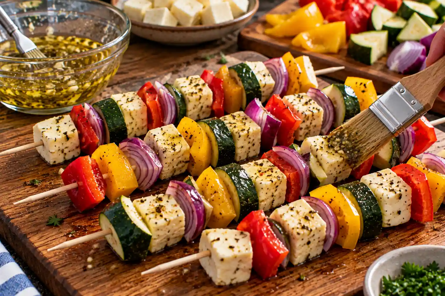 Step 5 of Grilled Vegetable and Halloumi Skewers