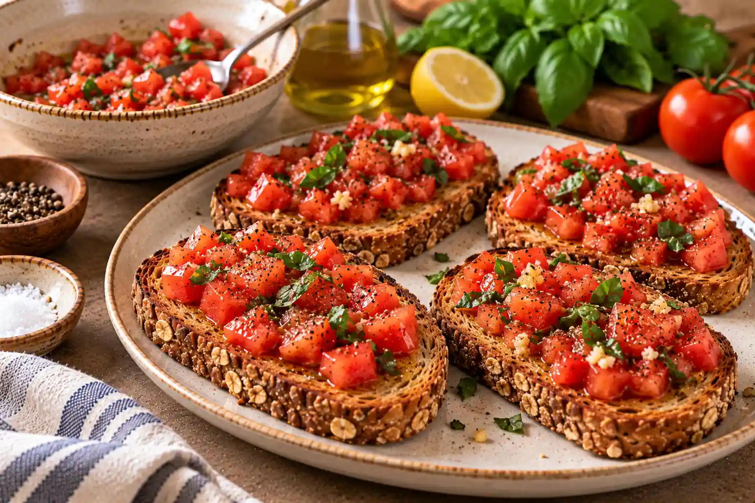 Step 5 of Olive Oil, Tomato and Herb Whole-Grain Toast