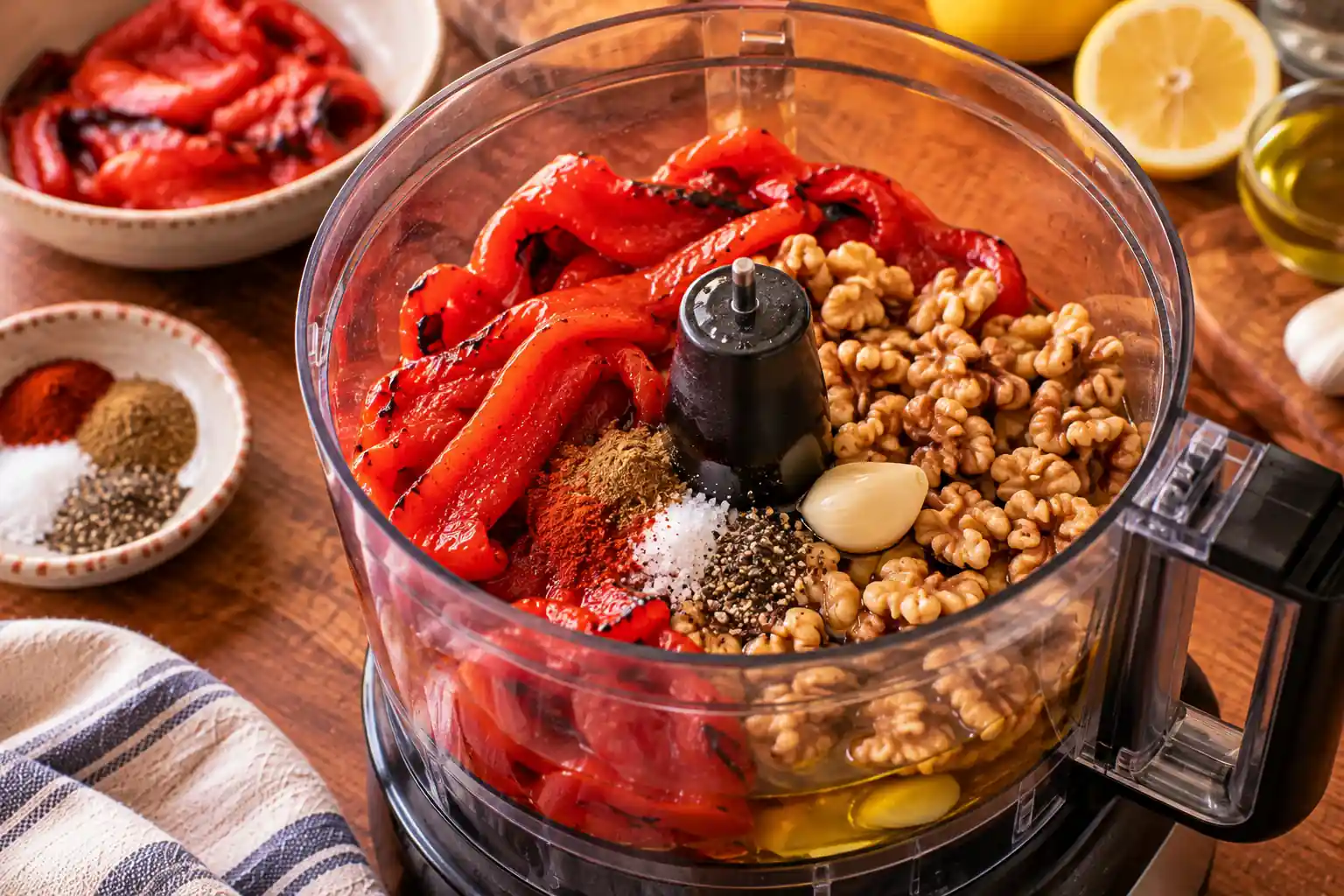 Step 5 of Roasted Red Pepper and Walnut Dip with Whole-Grain Crackers