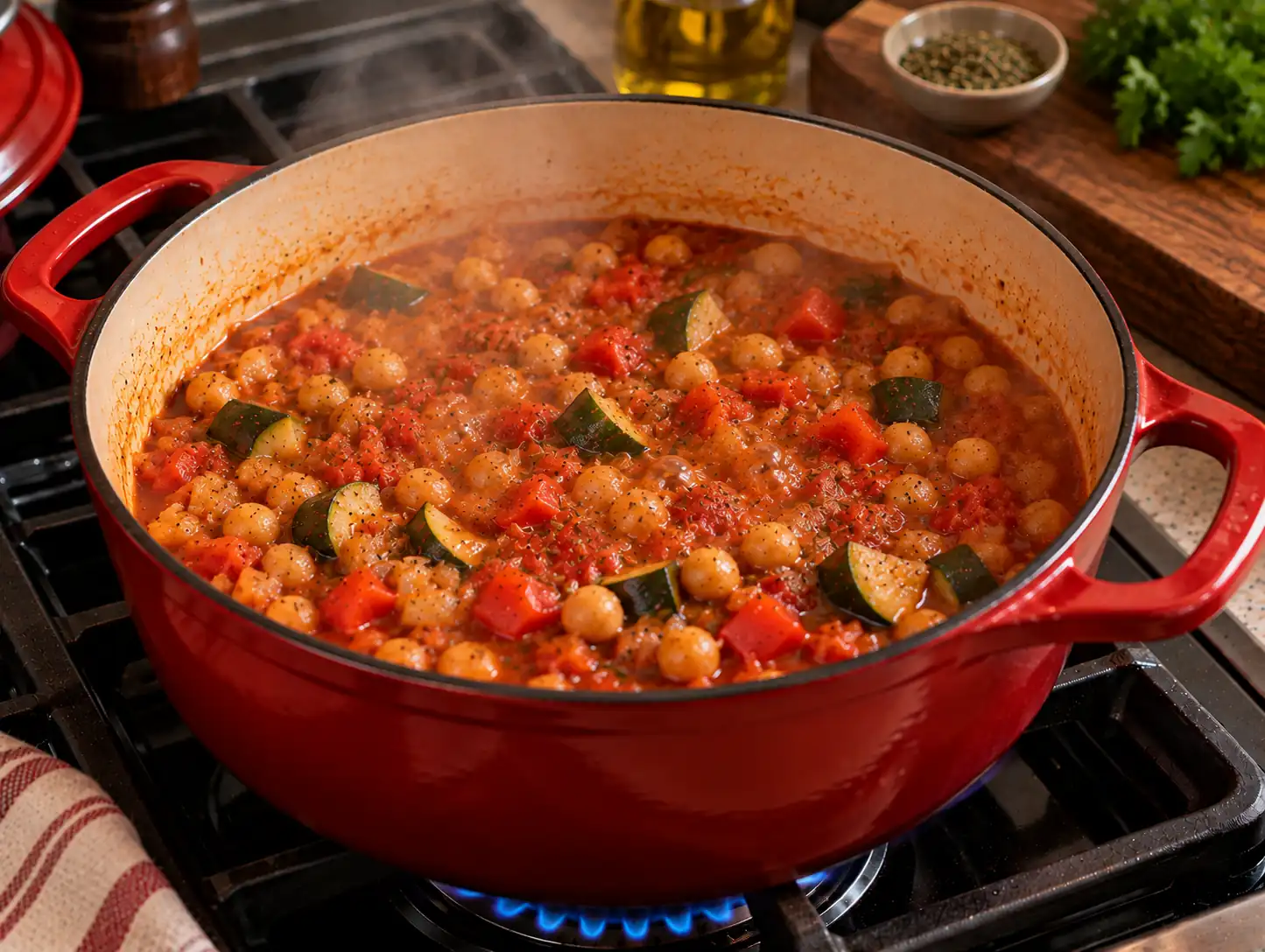 Step 5 of Chickpea, Tomato and Vegetable Stew