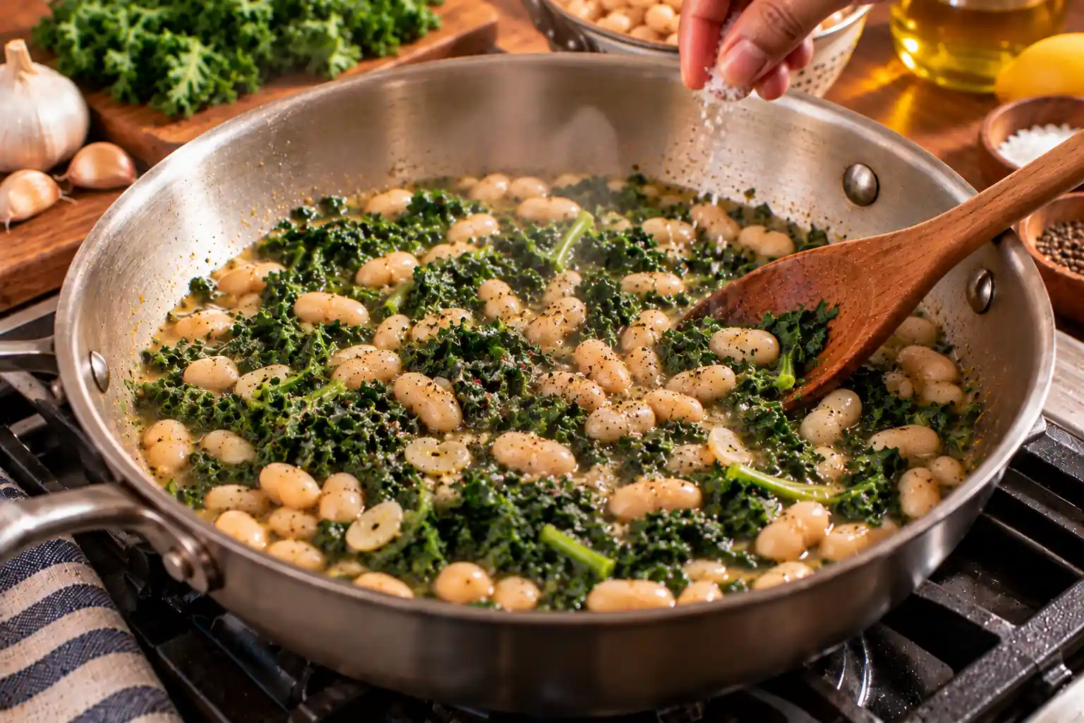 Step 5 of White Beans with Garlic and Greens