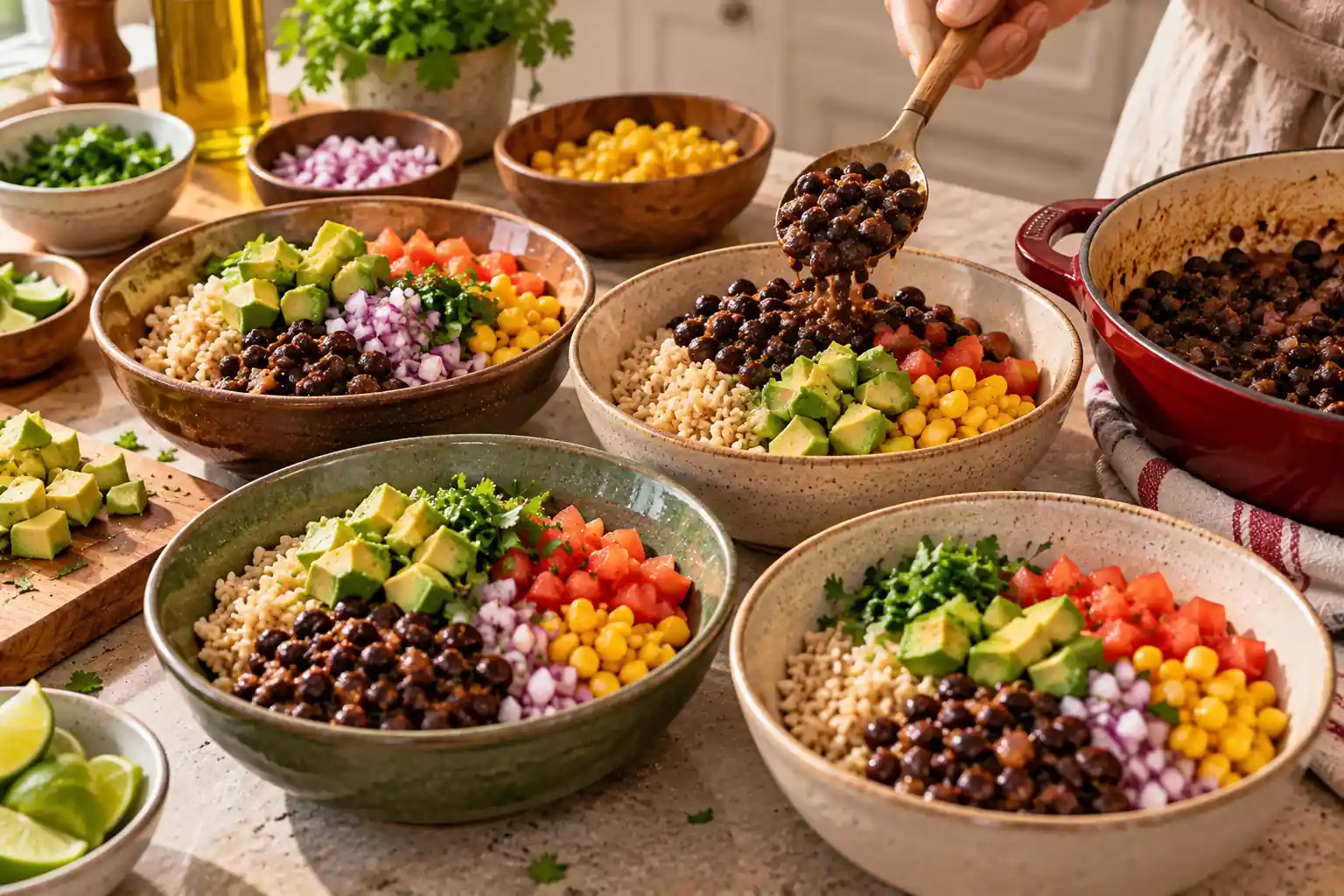 Step 5 of Brown Rice, Black Beans and Avocado Bowl