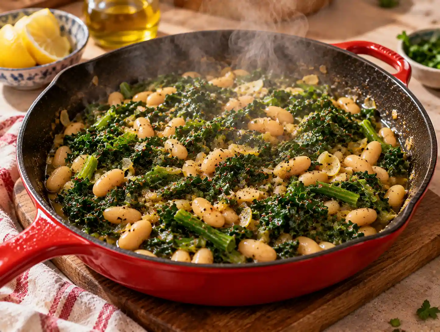 Step 6 of Garlic Sautéed Greens with White Beans