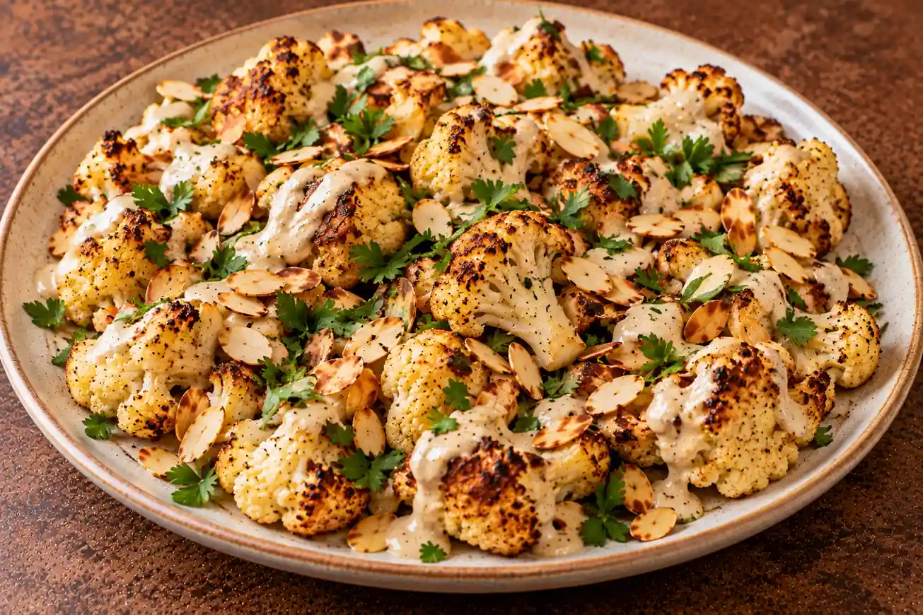 Step 6 of Roasted Cauliflower with Tahini and Toasted Almonds