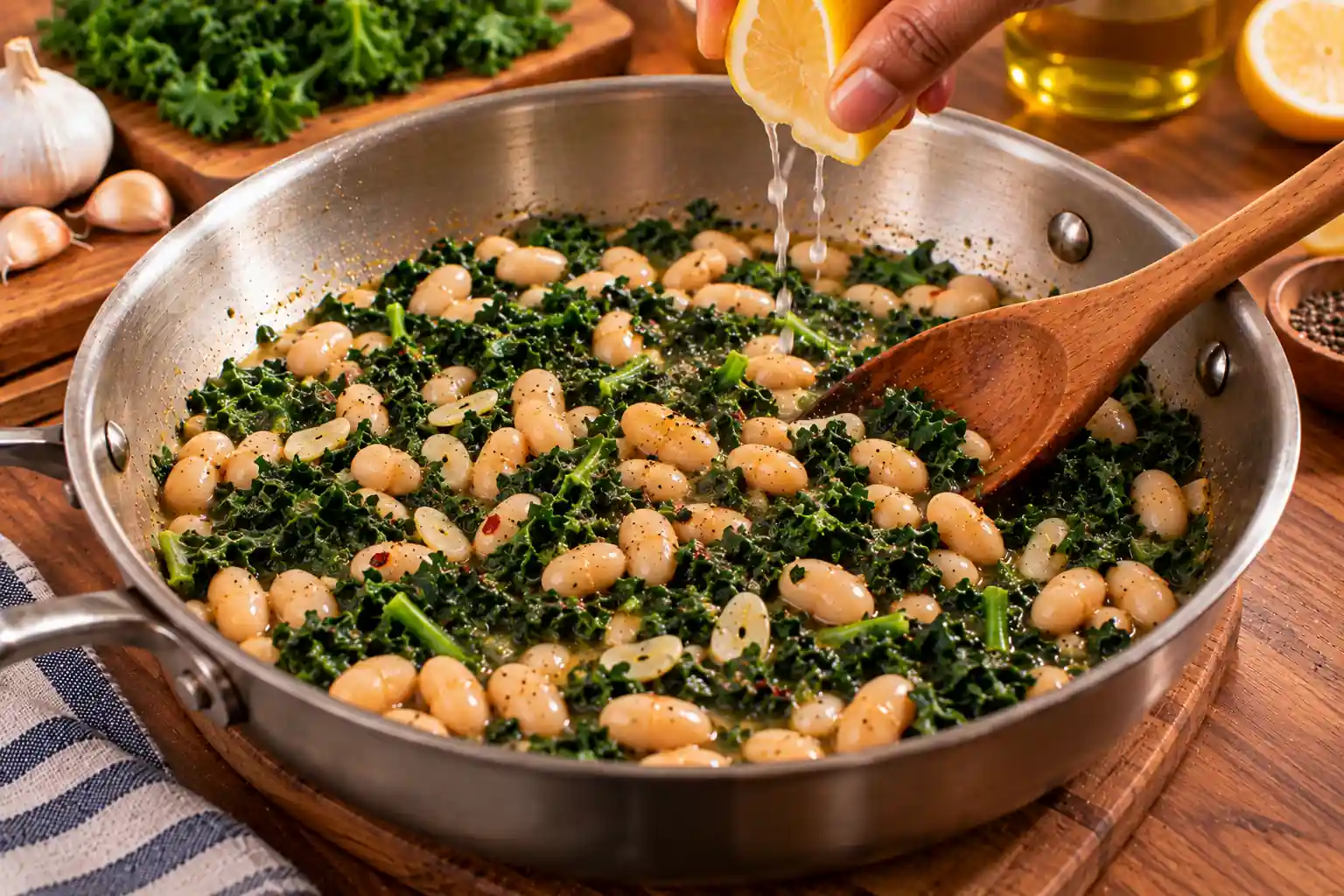 Step 6 of White Beans with Garlic and Greens