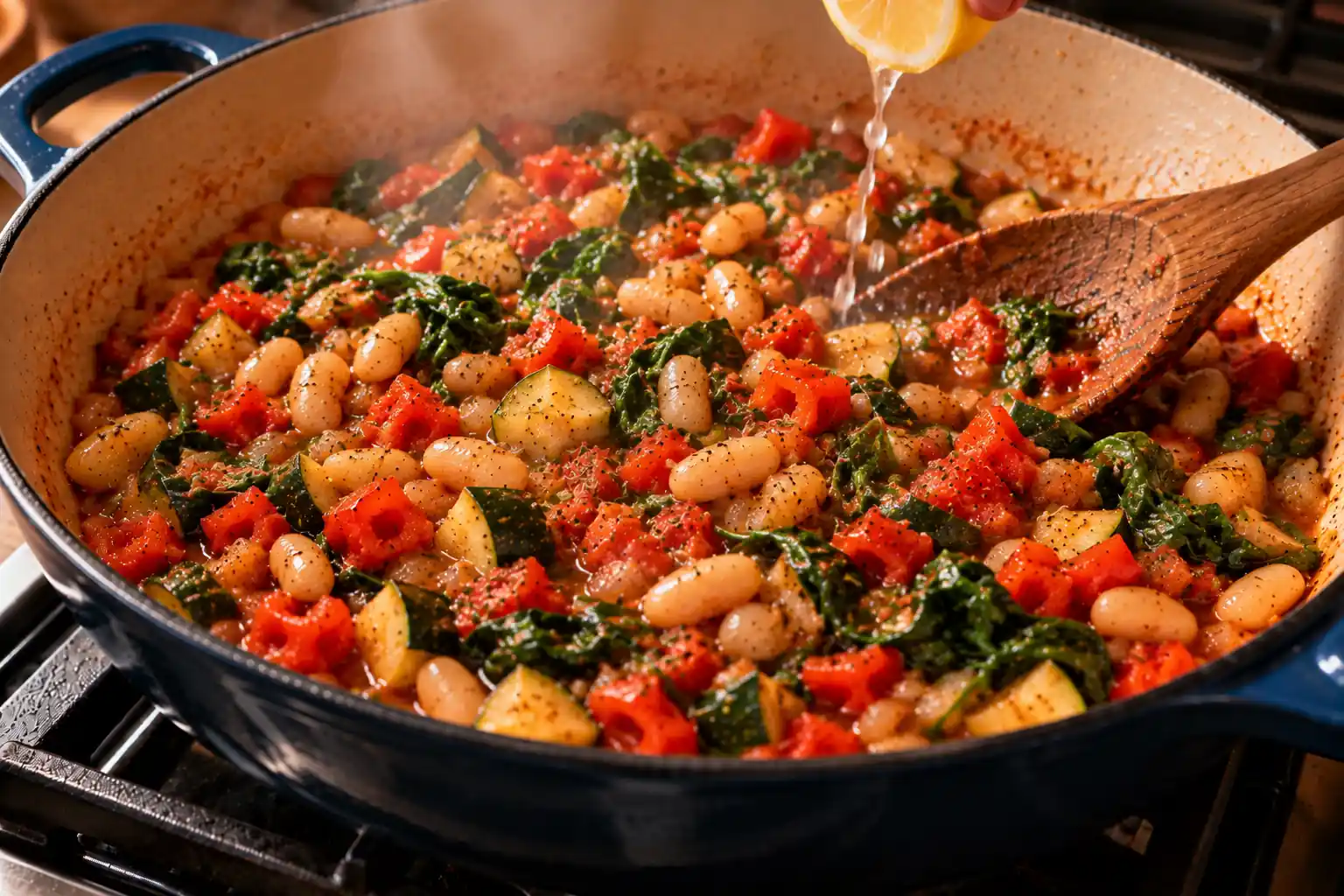 Step 6 of Rustic Vegetable and Bean Skillet