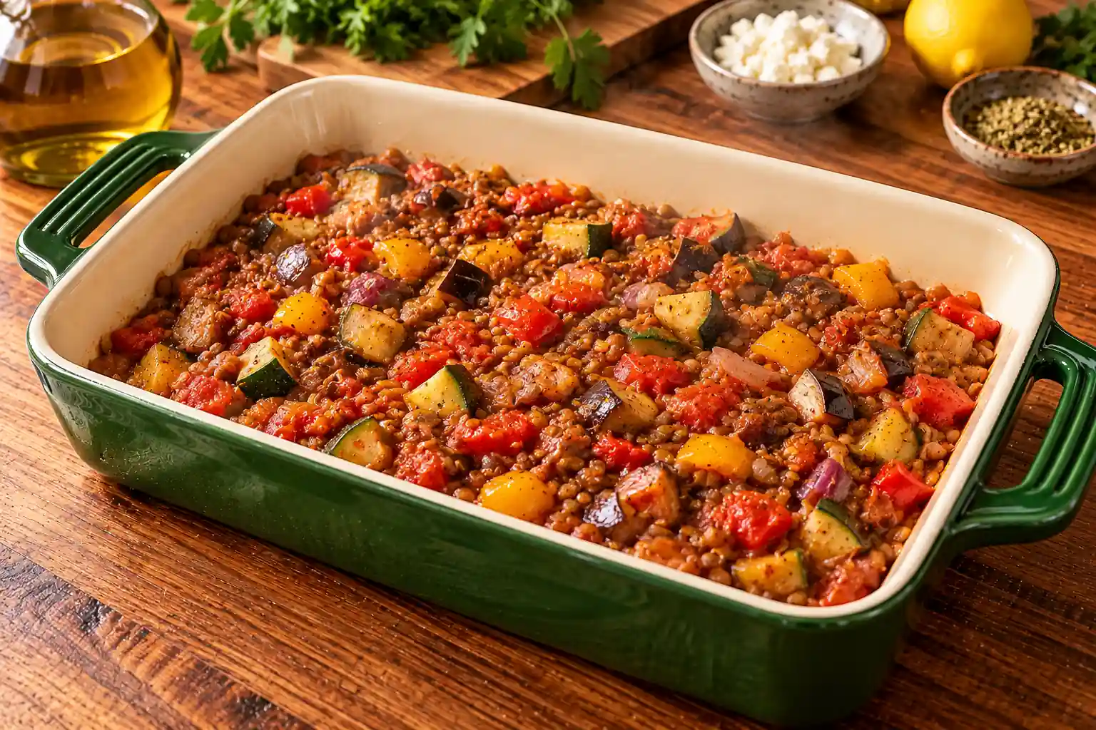 Step 6 of Mediterranean Vegetable and Lentil Bake