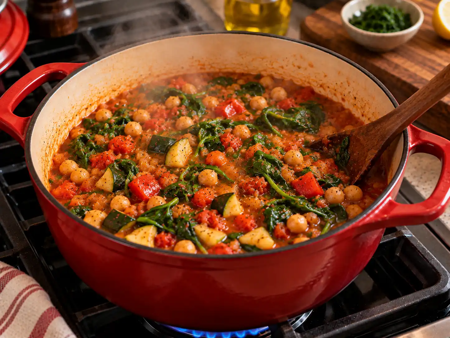 Step 6 of Chickpea, Tomato and Vegetable Stew