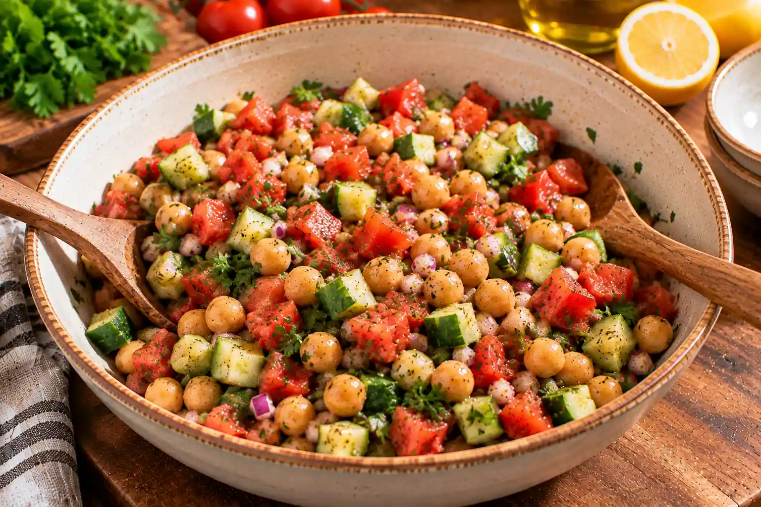 Step 6 of Chickpea, Cucumber and Tomato Salad