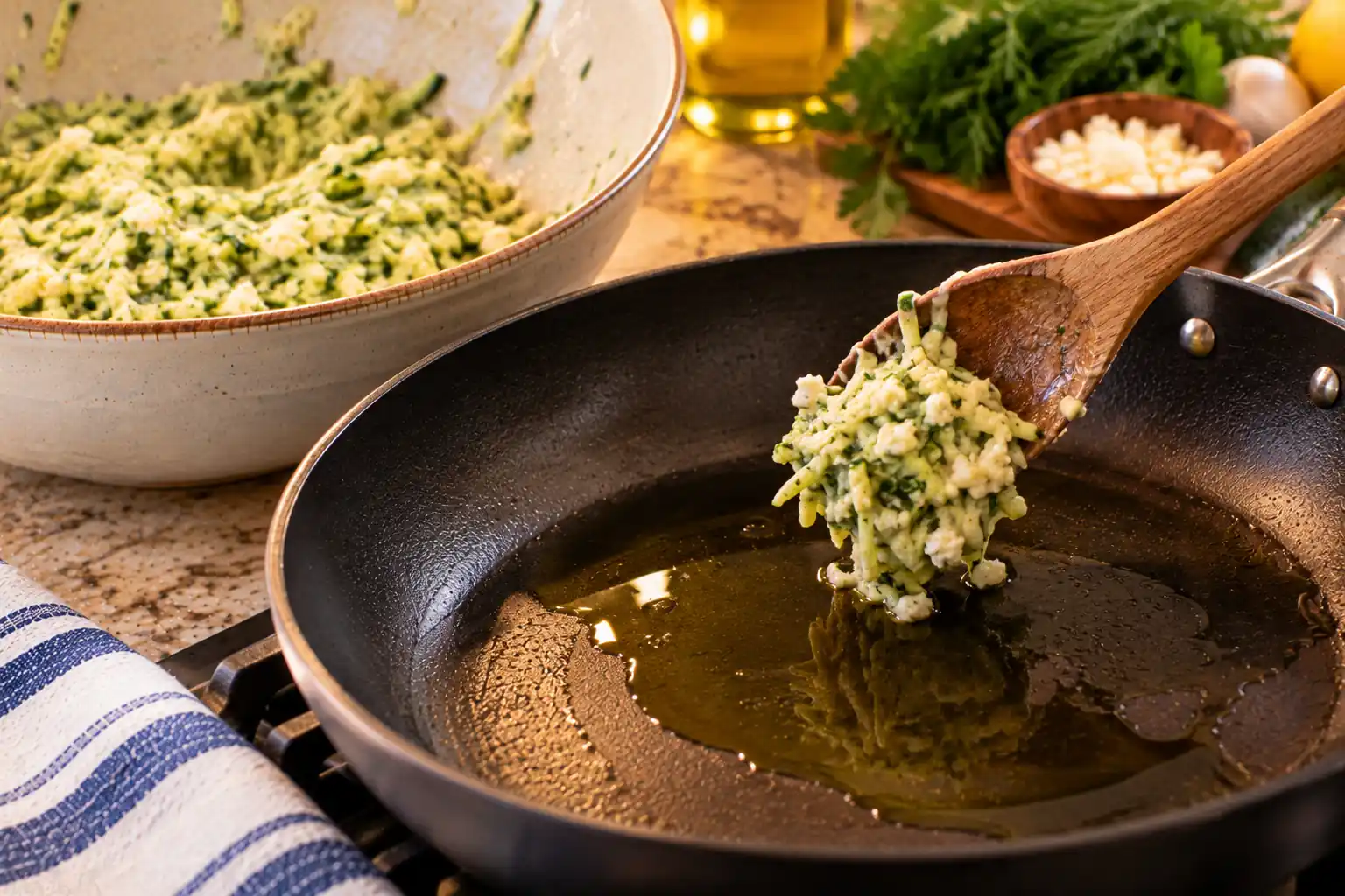 Step 6 of Zucchini Fritters with Garlic Yogurt