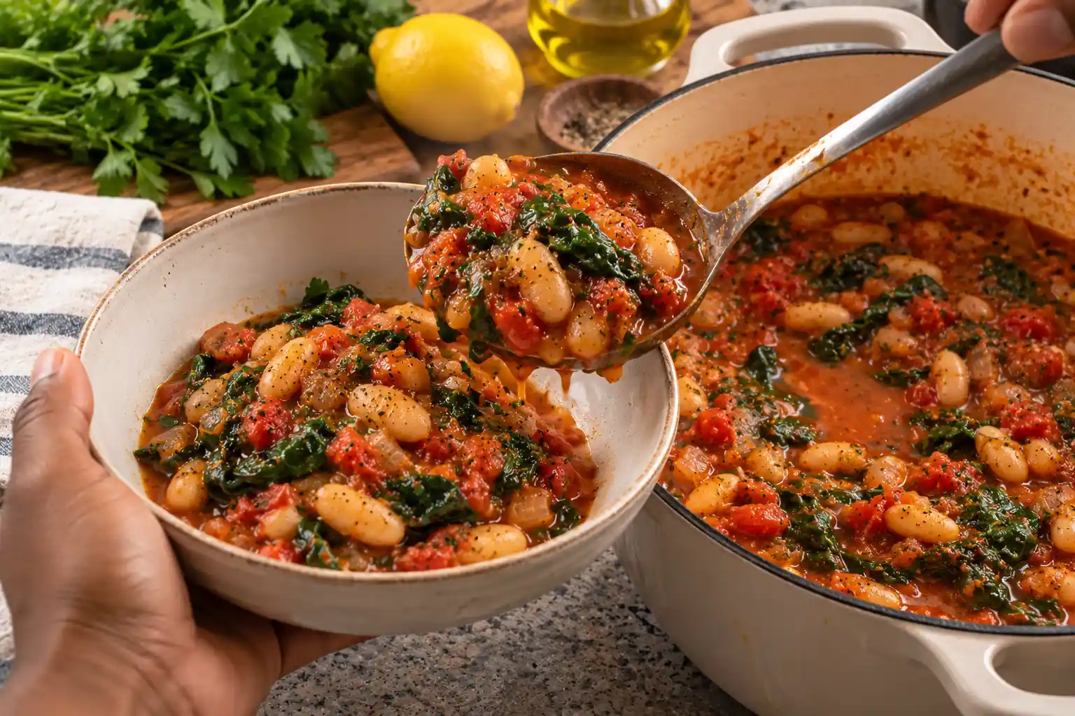 Step 7 of Mediterranean White Bean and Tomato Stew
