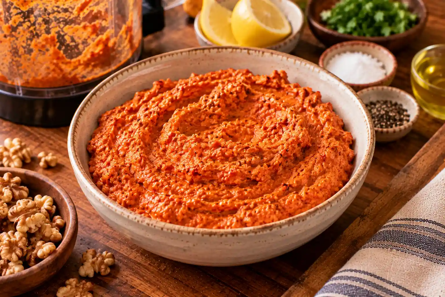 Step 7 of Roasted Red Pepper and Walnut Dip with Whole-Grain Crackers
