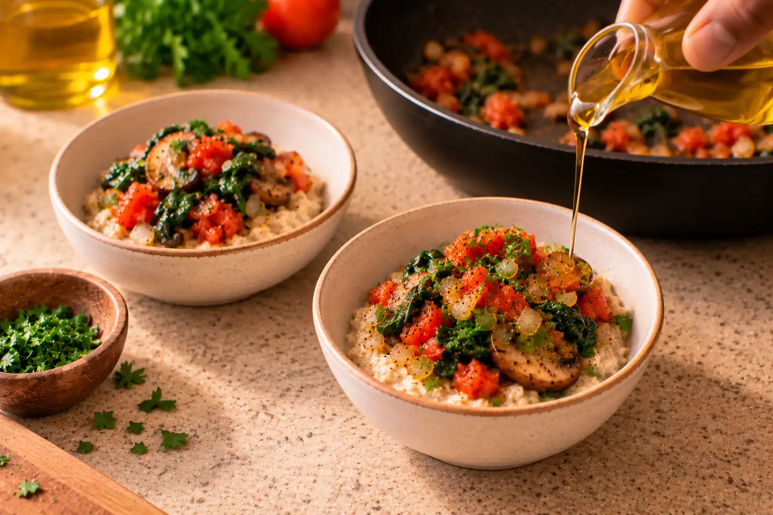 Step 7 of Savory Oatmeal with Vegetables and Herbs