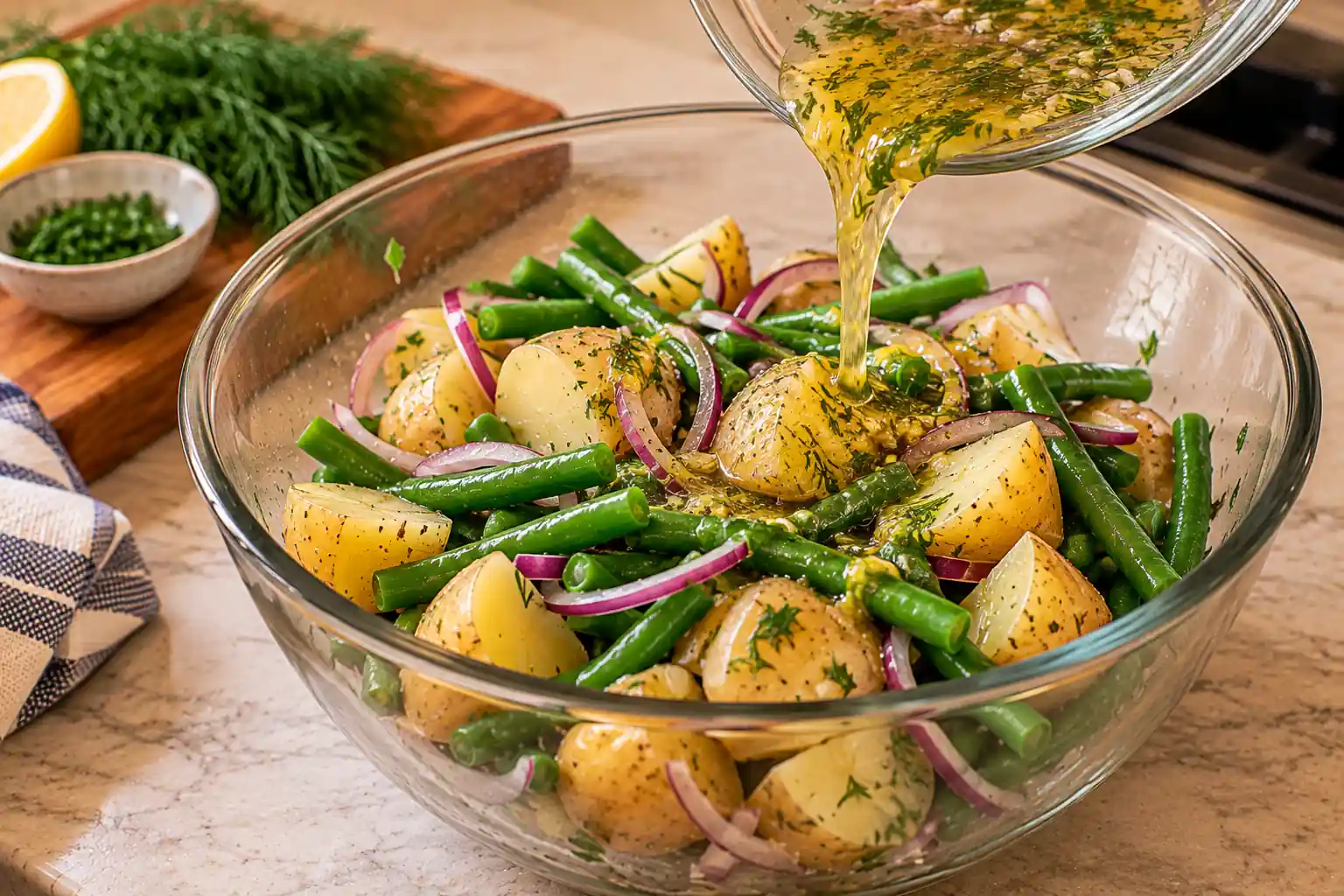 Step 7 of Lemon-Dill Potato Salad with Green Beans