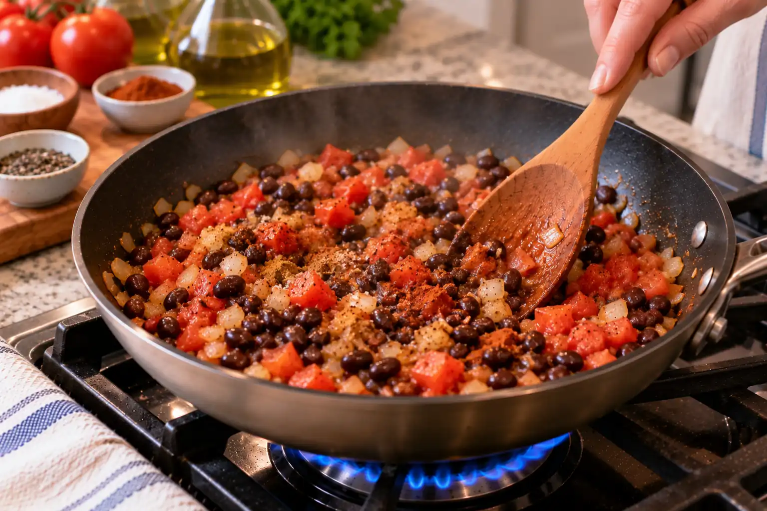 Step 7 of Black Bean and Sweet Potato Stuffed Peppers