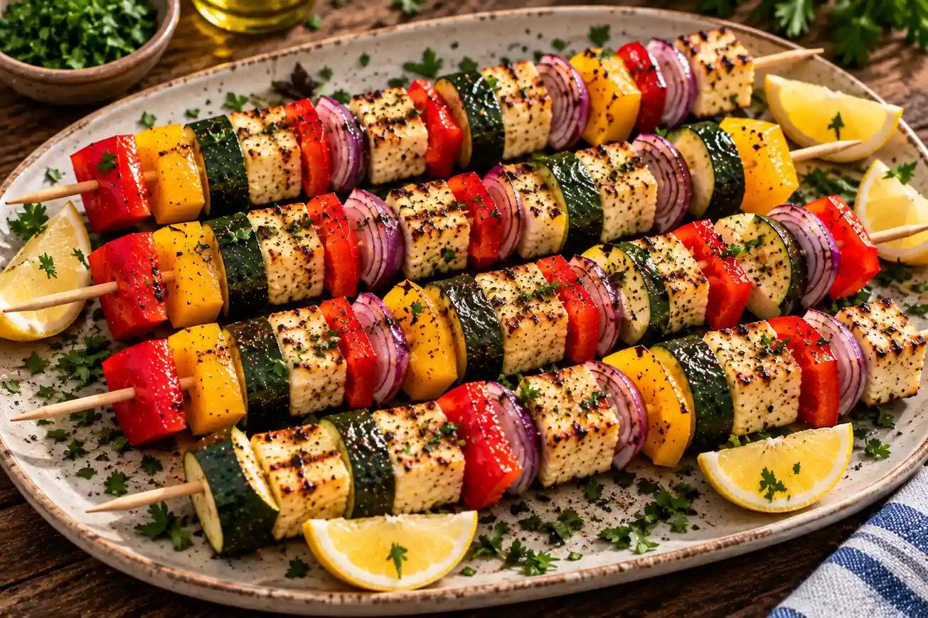Step 7 of Grilled Vegetable and Halloumi Skewers