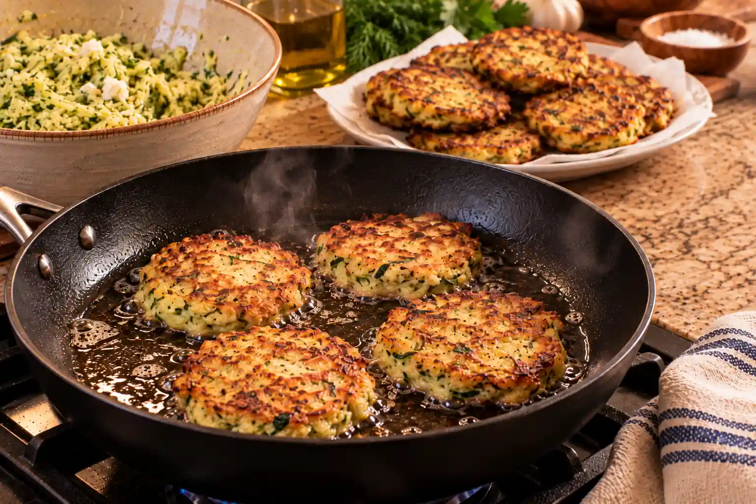 Step 7 of Zucchini Fritters with Garlic Yogurt