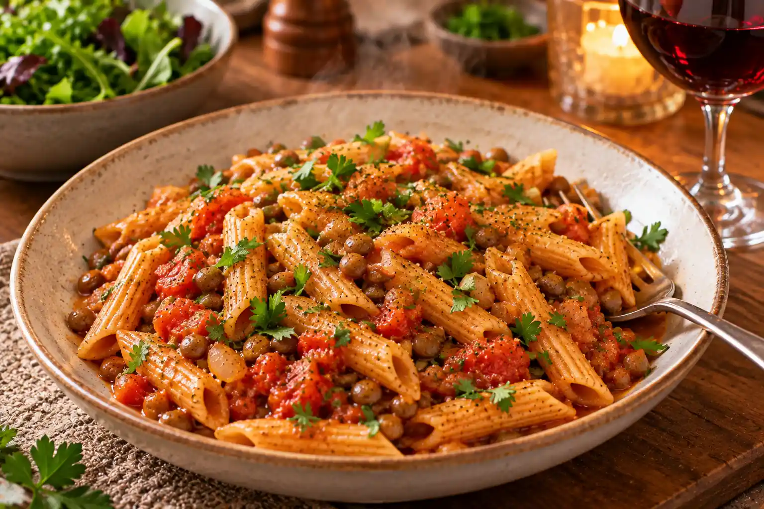Step 8 of Lentil and Tomato Pasta
