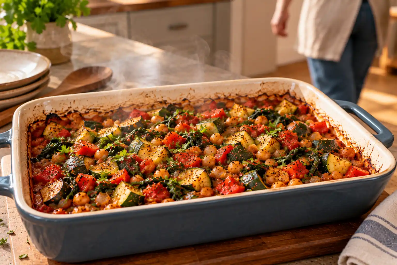 Step 8 of Vegetable and Chickpea Bake