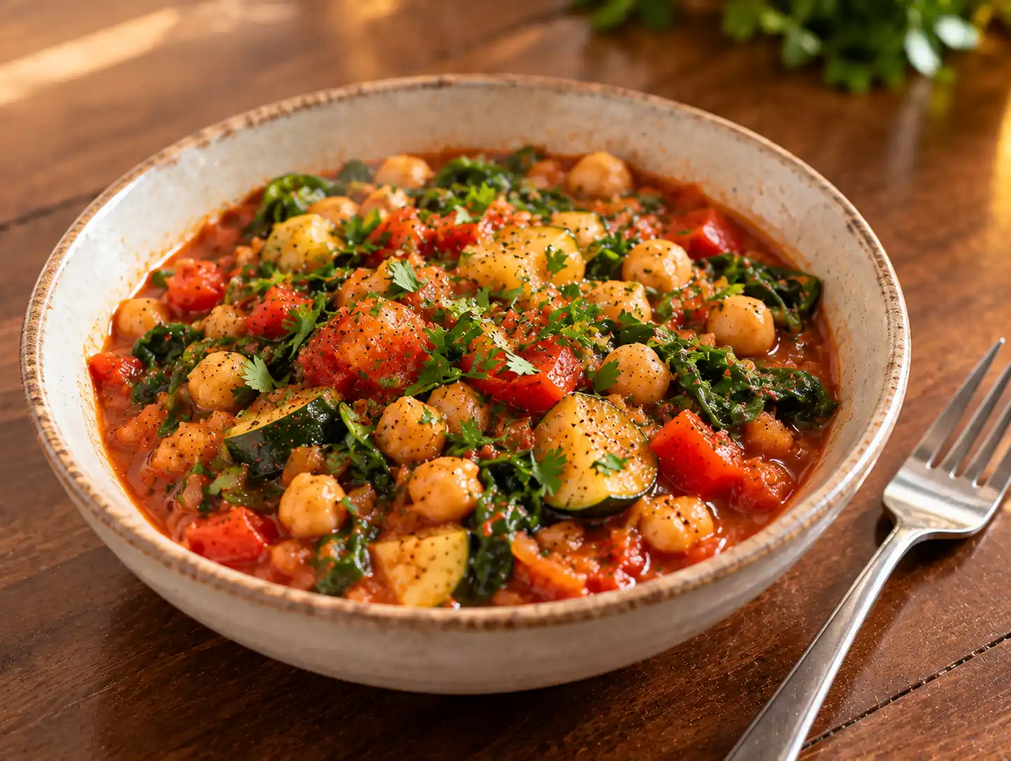 Step 8 of Chickpea, Tomato and Vegetable Stew