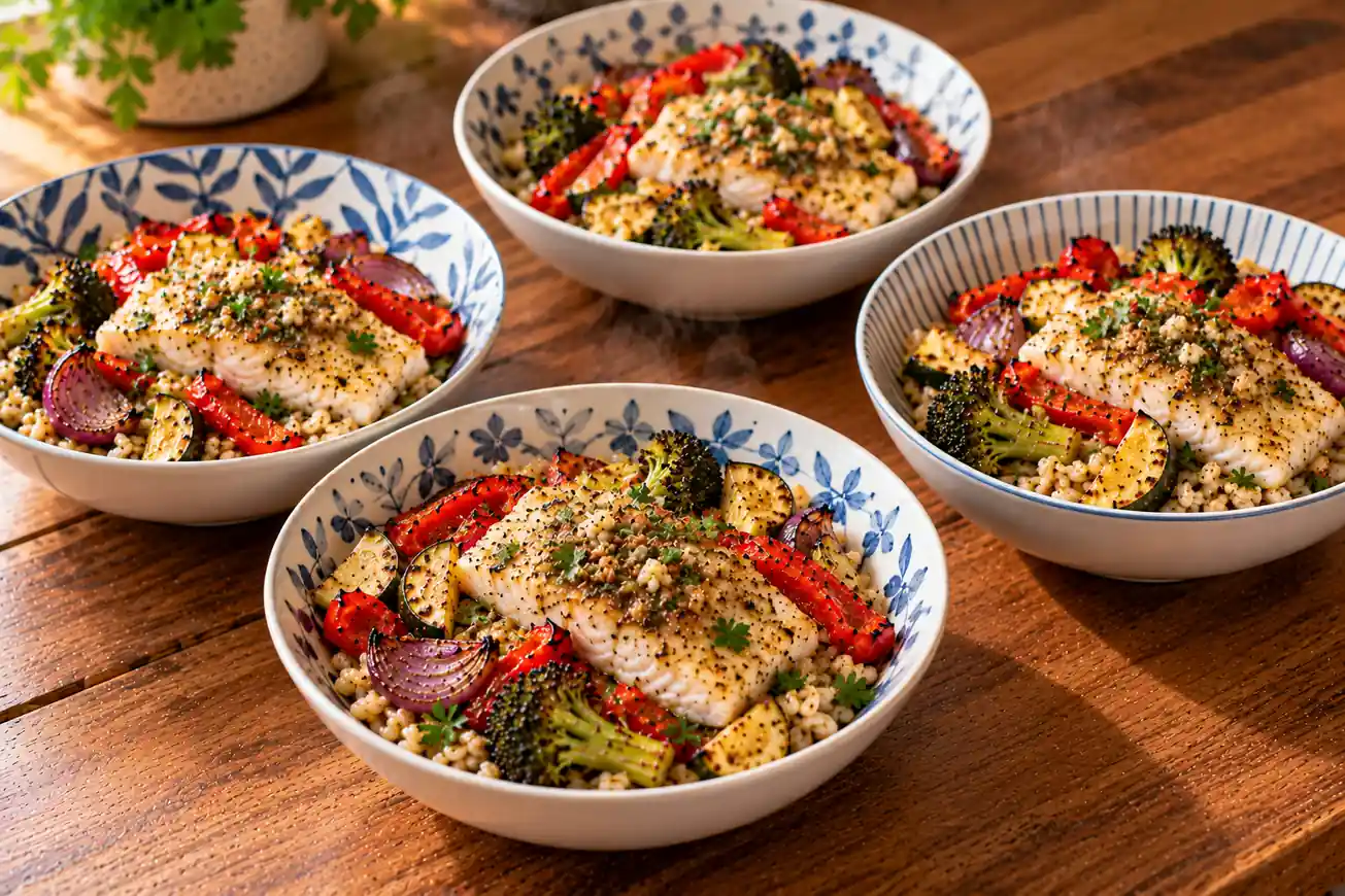 Step 8 of Fish with Herbs, Vegetables and Whole Grains