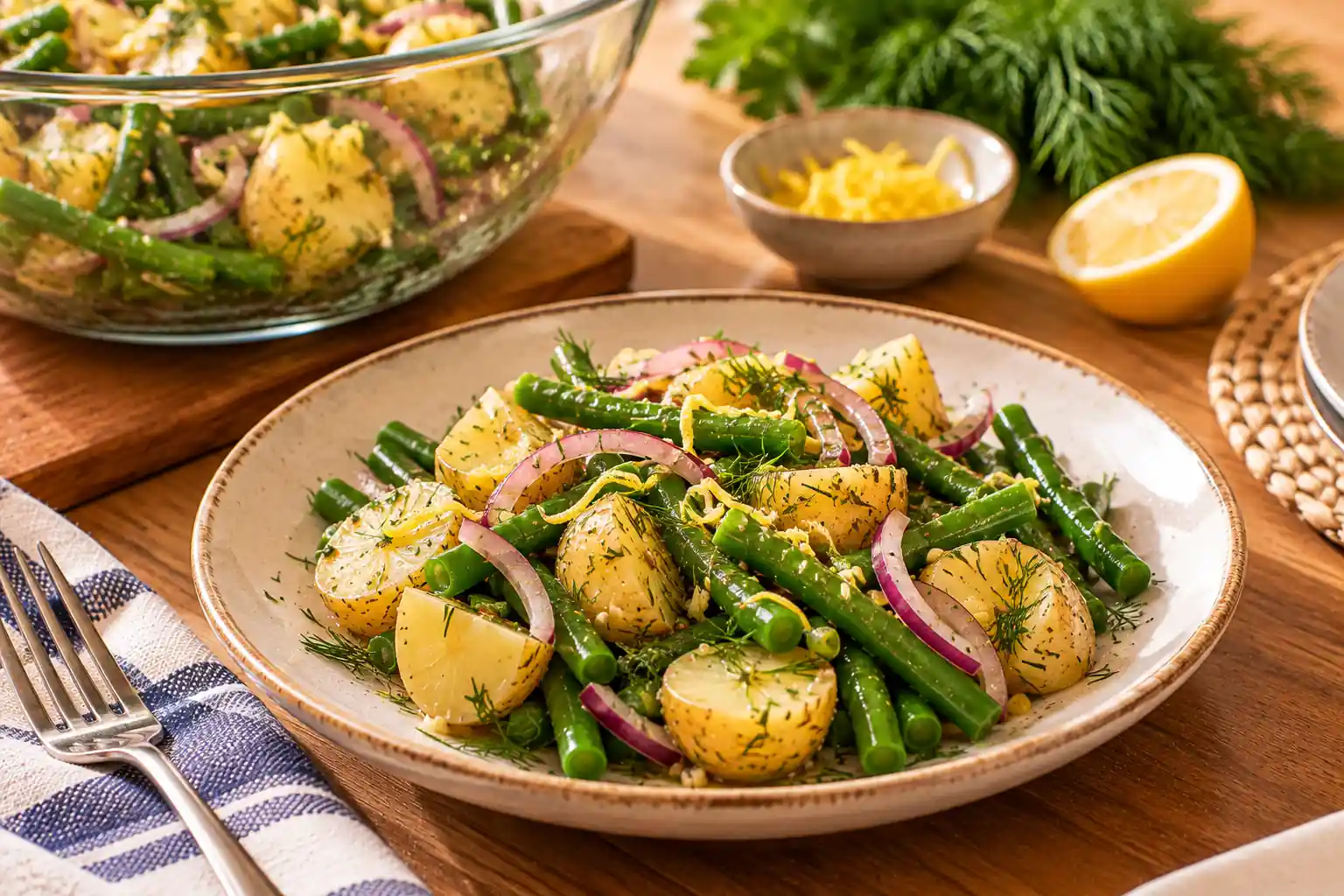 Step 9 of Lemon-Dill Potato Salad with Green Beans