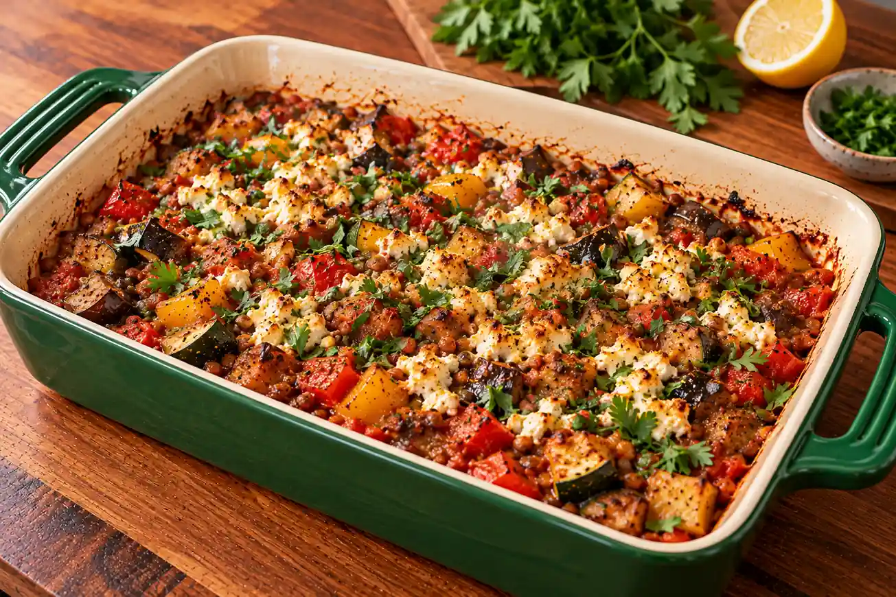 Step 9 of Mediterranean Vegetable and Lentil Bake