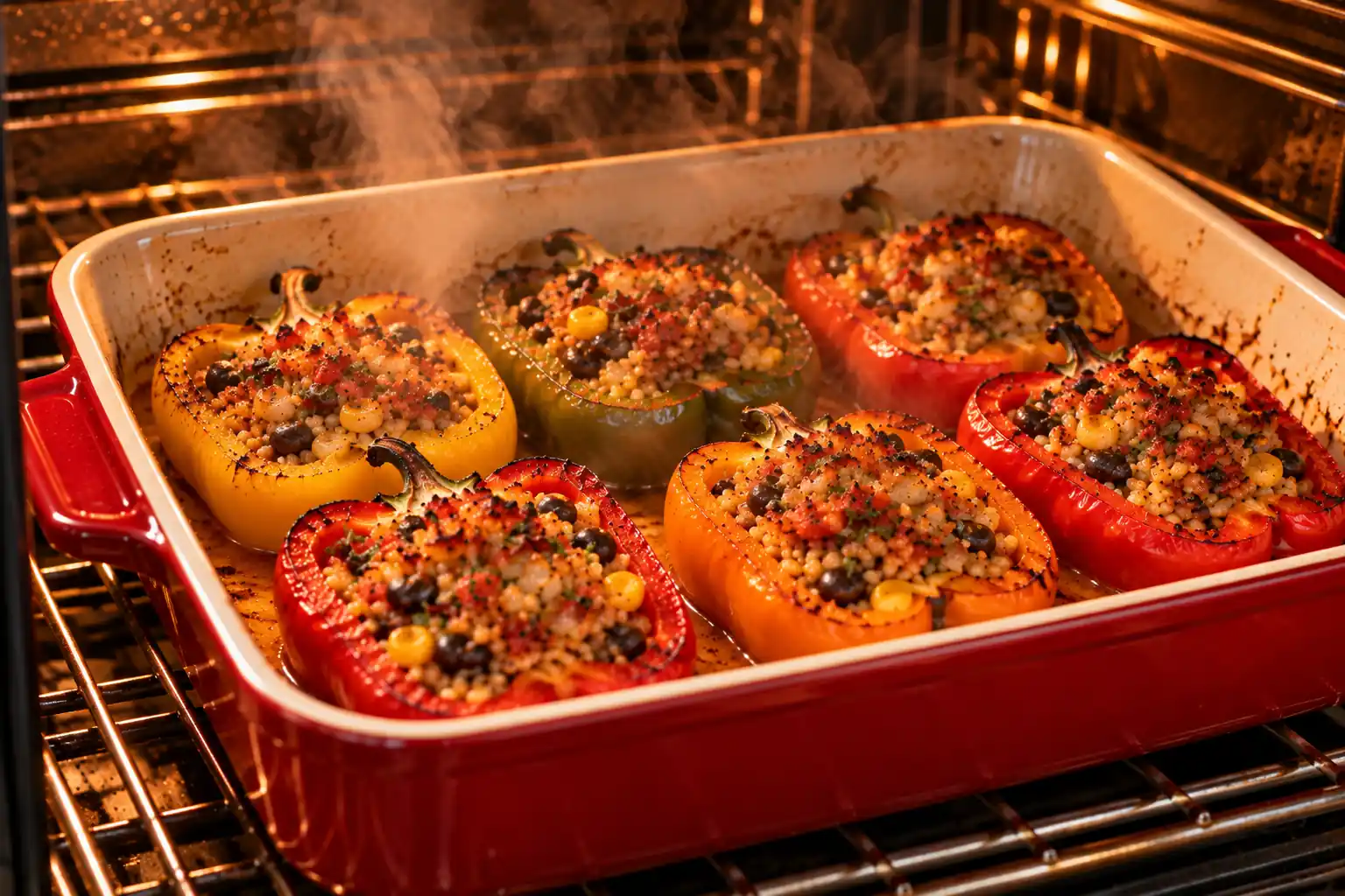 Step 9 of Stuffed Bell Peppers with Brown Rice and Vegetables