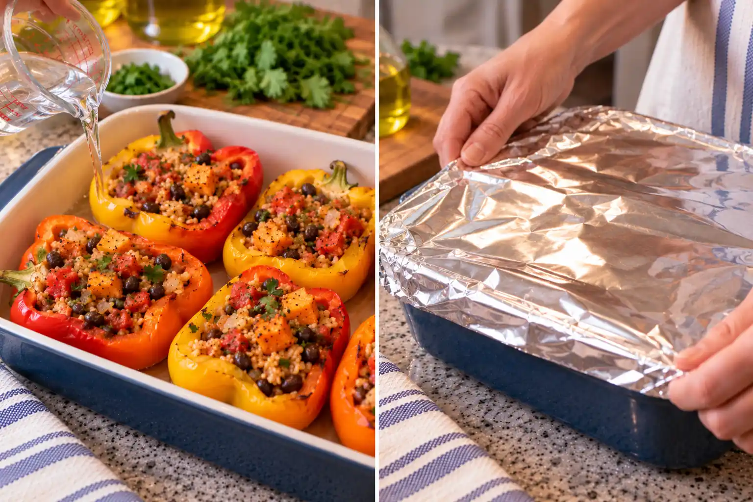 Step 10 of Black Bean and Sweet Potato Stuffed Peppers