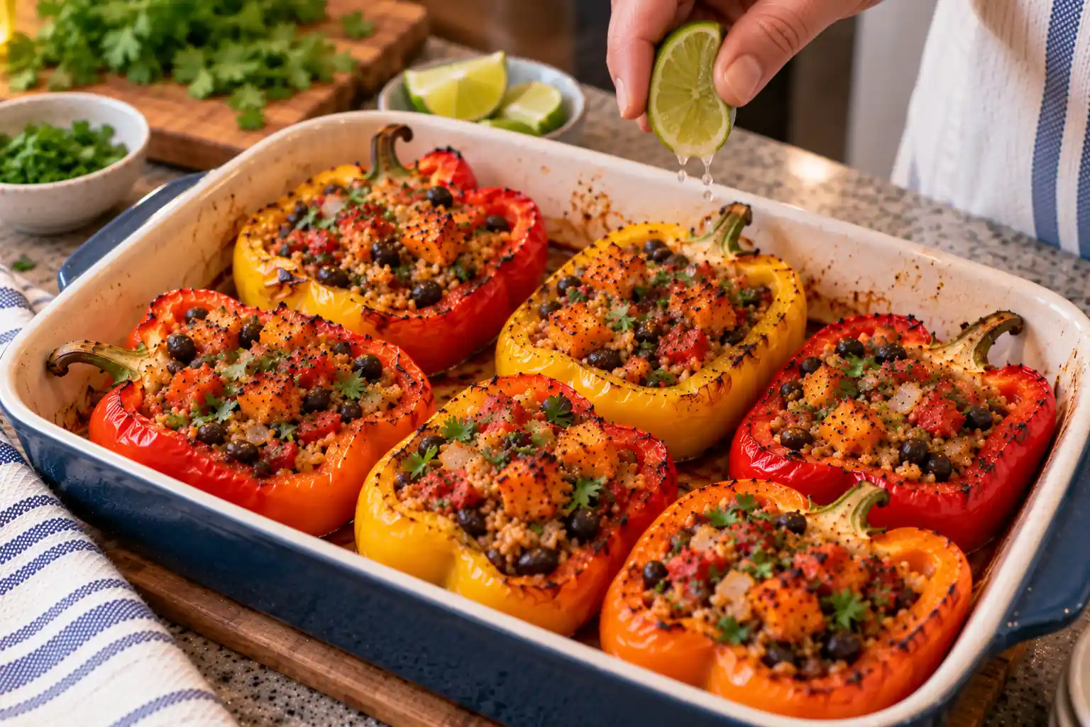 Step 12 of Black Bean and Sweet Potato Stuffed Peppers